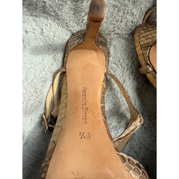 Alexandre Birman Python-Embossed Ankle Tie Heels Beige Leather Sandals 40 / 9.5 - Picture 9 of 9